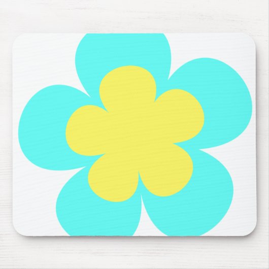Tapis De Souris Fleur bleue et jaune (Devant)