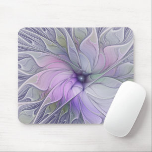 Tapis De Souris Fleur d'art fractal abstrait moderne de beauté épo