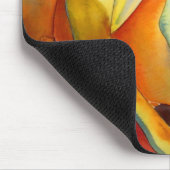 Tapis De Souris Fleur d'art original aquarelle rose jaune (Coin)