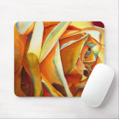 Tapis De Souris Fleur d'art original aquarelle rose jaune (Avec souris)