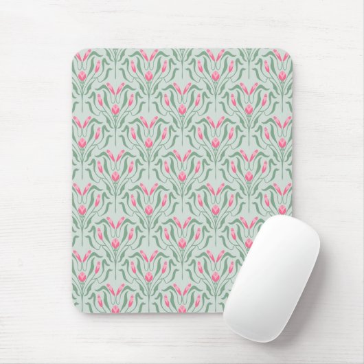 Tapis De Souris Fleur de Bourgeon Rose Fluide  (Avec souris)