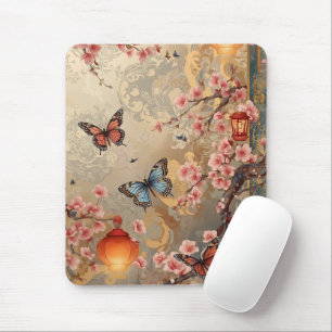 Tapis De Souris Fleur de cerisier Lanterne papillon