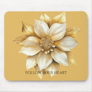 Tapis De Souris Fleur de crème dorée