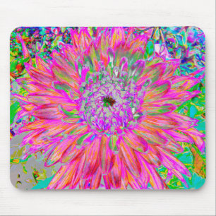 Tapis De Souris Fleur de dahlia décorative abstraite arc-en-ciel c