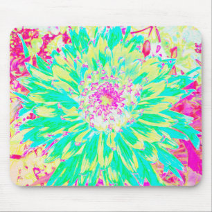 Tapis De Souris Fleur de dahlia décorative jaune et magenta