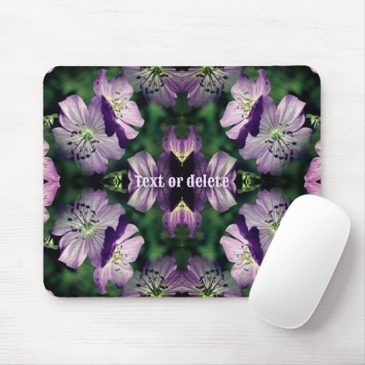 Tapis De Souris Fleur de géranium violet Multiplié Personnalisé (Avec souris)