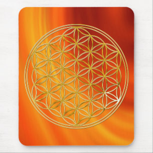 Tapis De Souris Fleur de la vie / or big waves fire red BG