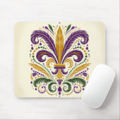Tapis De Souris Fleur de lis jaune et vert violet (Avec souris)