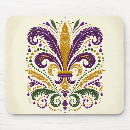 Tapis De Souris Fleur de lis jaune et vert violet (Devant)