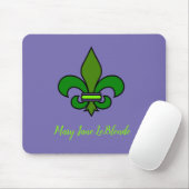 Tapis de souris Fleur de Lis Mardi Gras Violet (Avec souris)