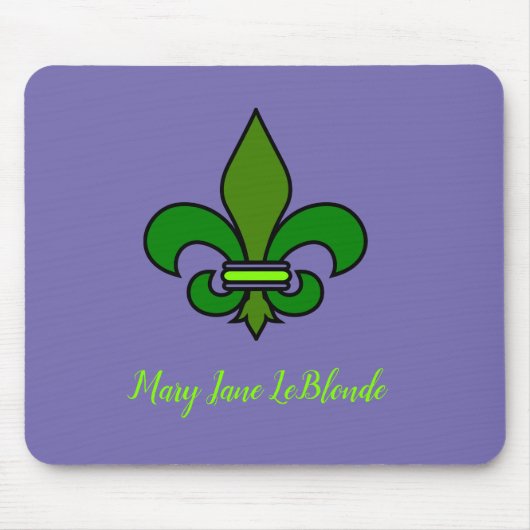 Tapis de souris Fleur de Lis Mardi Gras Violet (Devant)