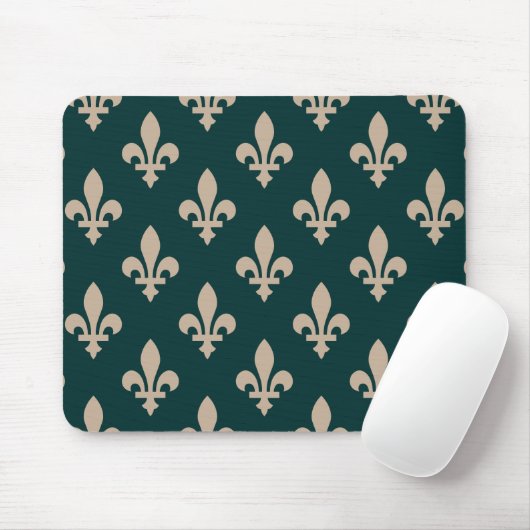 Tapis De Souris Fleur de Lis Motif, Royal French Creative on Green (Avec souris)