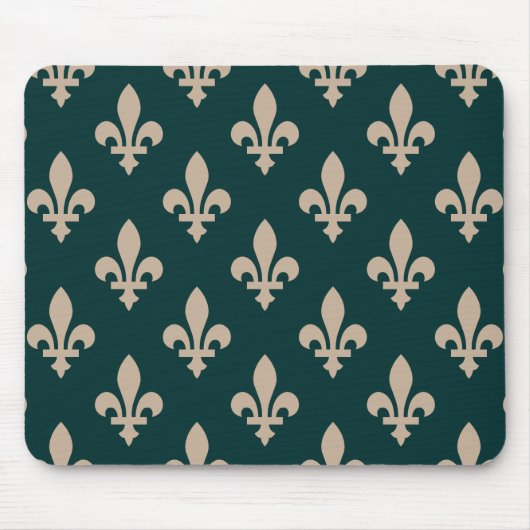Tapis De Souris Fleur de Lis Motif, Royal French Creative on Green (Devant)