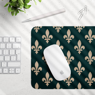 Tapis De Souris Fleur de Lis Motif, Royal French Creative on Green