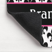 Tapis De Souris Fleur de Lis personnalisée rose noir (Coin)