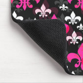 Tapis De Souris Fleur De Lis Rose Blanc (Coin)