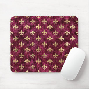 Tapis De Souris Fleur De Lis Rouge Velours Modèle Mardi Gras Orléa
