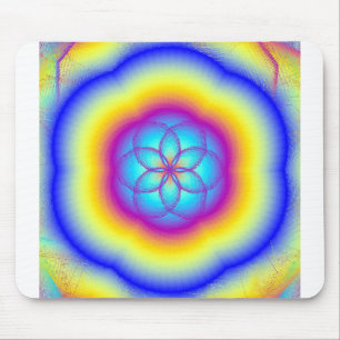 Tapis de Souris Fleur de Lotus Arc-en-Ciel en Verr
