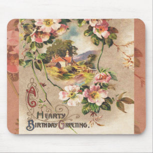 Tapis De Souris Fleur de naissance victorienne de campagne vintage