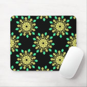 Tapis De Souris Fleur de néon jaune et vert (Avec souris)