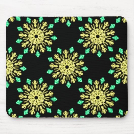 Tapis De Souris Fleur de néon jaune et vert (Devant)