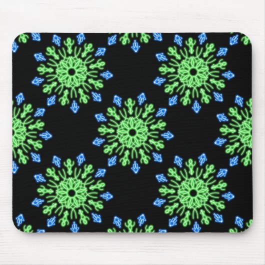 Tapis De Souris Fleur de néon vert et bleu (Devant)