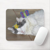 Tapis De Souris Fleur de papillon de chat Mousepad (Avec souris)