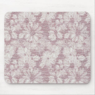 Tapis De Souris Fleur de Pâquerette Velouté Rose Poussiéreuse