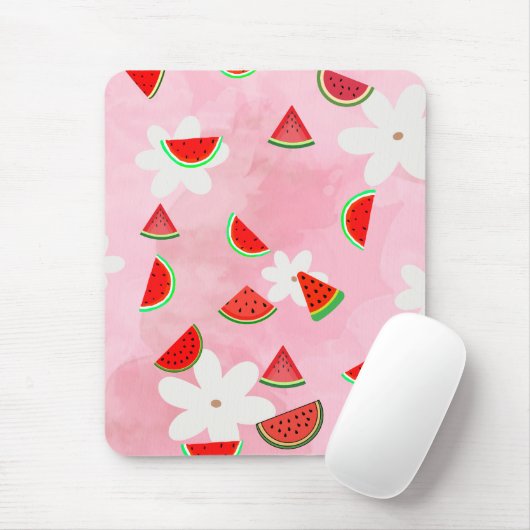 Tapis De Souris Fleur de pastèque - Fun Summer Floral Patch" (Avec souris)
