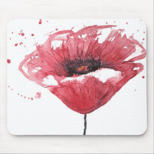 Tapis De Souris Fleur de pavot, aquarelle