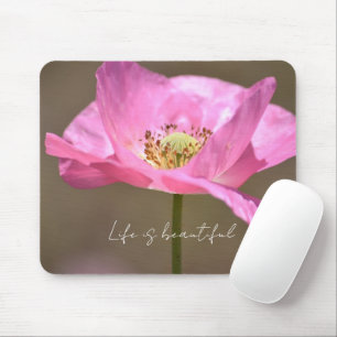 Tapis De Souris Fleur de pavot d'Islande rose (photographie par mo