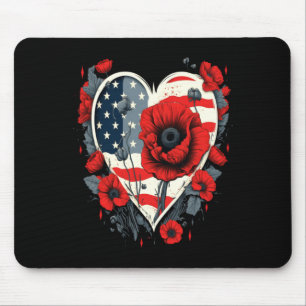 Tapis De Souris Fleur de pavot rouge du Memorial Day pour hommes D