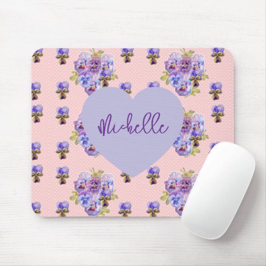 Tapis de souris fleur de pensée violet délabré (Avec souris)