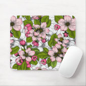 Tapis De Souris Fleur de pomme sur blanc (Avec souris)