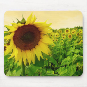 Tapis de souris fleur de tournesol vert et jaune