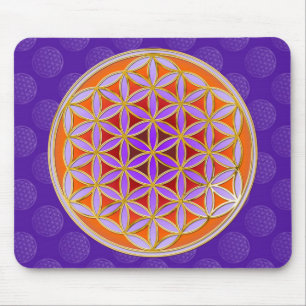 Tapis De Souris Fleur de vie - Bouton Style violet orange