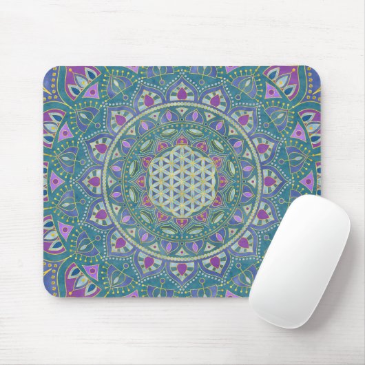 Tapis De Souris Fleur De Vie - Mandala India Style 1 (Avec souris)