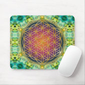 Tapis De Souris Fleur de vie - or - fractale 2 (Avec souris)