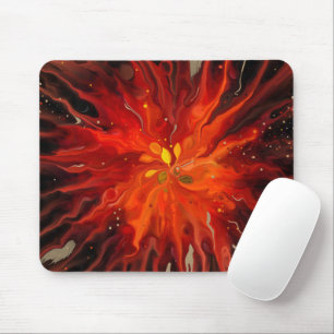 Tapis De Souris Fleur écarlate – Art floral à l'encre abstraite