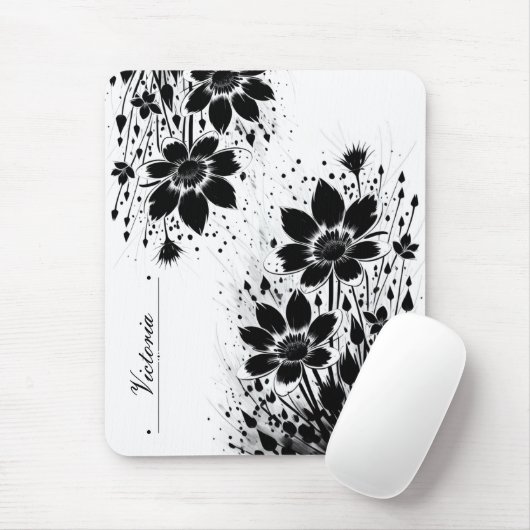 Tapis De Souris Fleur éclatée d'encre (Avec souris)