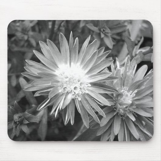 Tapis De Souris Fleur en noir et blanc (Devant)