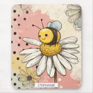 Tapis De Souris Fleur et abeille fantaisistes – Floral cosy (1)