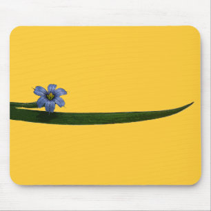 Tapis De Souris Fleur et feuille d'herbe à yeux bleus