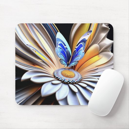 Tapis De Souris Fleur et papillon 3D (Avec souris)