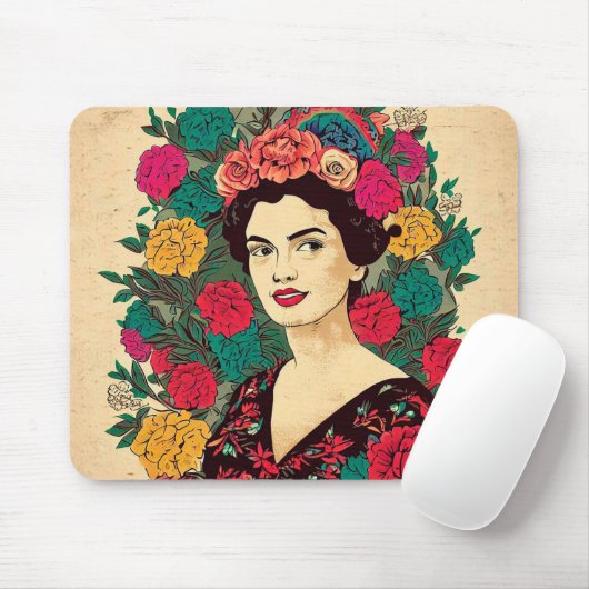 Tapis De Souris Fleur femme (Avec souris)