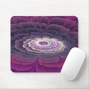 Tapis De Souris Fleur frappante abstraite fractale couleur rose