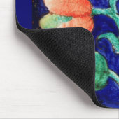 Tapis De Souris Fleur Imaginaire stylisée BLEU ROSE VERT (Coin)