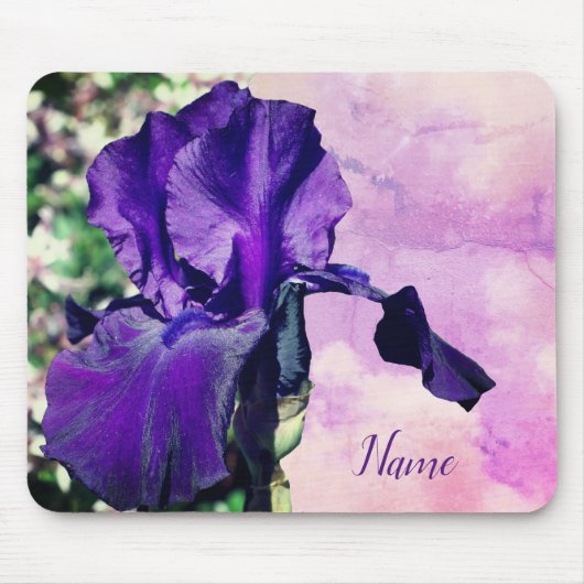 Tapis De Souris Fleur Iris Violet Personnalisée (Devant)