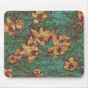 Tapis De Souris Fleur jaune contre le motif 2 de camouflage de