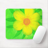 Tapis De Souris Fleur Jaune Lumineuse Vert Mousepads (Avec souris)
